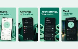 Teal VPN on Android: connected to Germany with live signal bars, and the Locations list with all 14 countries.