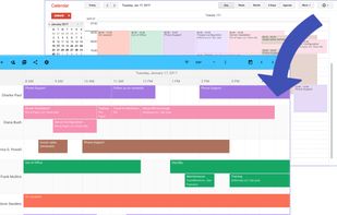 TeamCal's “Schedule View” is a new horizontal Gantt like layout for Google Calendar