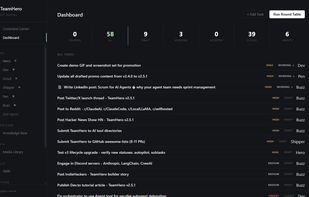 TeamHero Dashboard - Task management with agent assignments