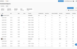 Teamsly time tracking compares scheduled and actual hours, timecards, overtime, breaks and estimated employee pay.