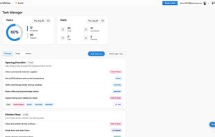 Teamsly task management creates recurring operational checklists, assigns work by role and tracks completed, late and overdue tasks.