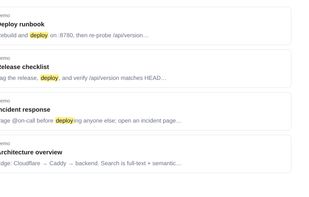 Ranked full-text and semantic search across the wiki.
