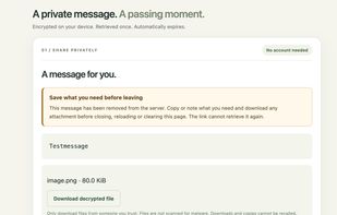 Decrypted message and file