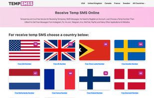 Temp SMS website main page