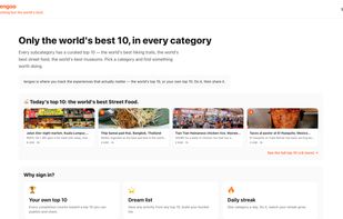 Home page which shows today's category with global best 10 list and what sign in offers