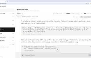 Classic light theme: sessions from every machine in one sidebar, the live Claude Code session on the right