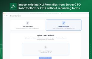 Import existing XLSForm files from SurveyCTO, KoboToolbox, or ODK directly into Terriqon — including choice lists, groups, and calculations — without rebuilding forms.