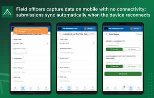 Offline data collection app for mobile and PWA — field officers capture data with no connectivity, and submissions sync automatically once the device reconnects.