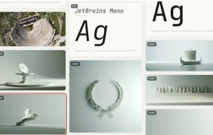 Images, fonts and video side by side in the grid, each with its format badge.