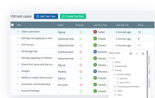 Bring your team’s work together in one shared space. Keep all your test cases, test plans, requirements and conversations in a single centralized hub. You don't have to search through messy spreadsheets and folders when all information is stored in your test management tool
