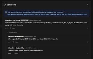 Comments section in a question