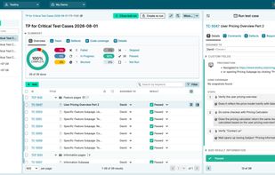 Execute your tests from the test run view, quickly add results, provide context with comments. Close test runs for immutable test results