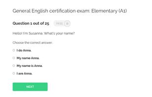 English Language Proficiency Test interface