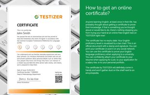 Sample certificate issued by TESTIZER
