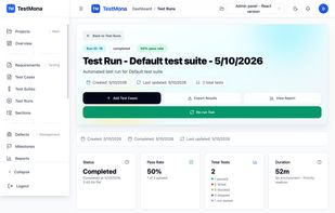 Test run page