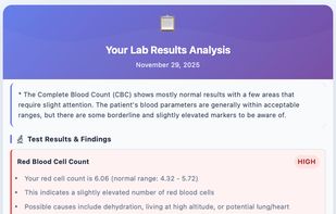 explanation of lab report into plain understandable language also feature to search nearby doctor