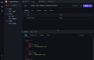 HTTP request in a collection with the JSON response