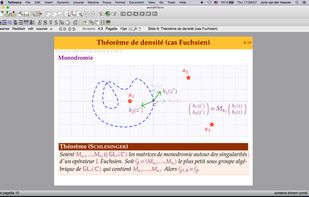 Preparing a laptop presentation. 