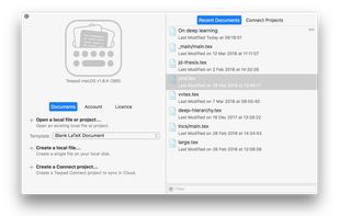 Recent documents/welcome screen