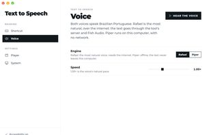 Voice: Rafael over the internet or Piper on your Mac, both in Brazilian Portuguese.