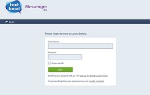 The login page for Textlocal Messenger.