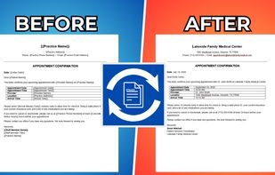 Before and after using TextReplcer.