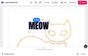 A headline placed on top of the art, with the effect presets underneath.