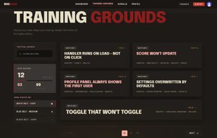 Training Grounds - browse all debugging katas by belt and topic before picking one to solve.