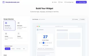 Interactive widget configurator, allowing developers and users to customize and generate zero-dependency calendar snippets for seamless embedding into websites, Notion, SharePoint or internal dashboards.
