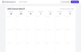 Printable planner interface where users can instantly generate and download clean, customized weekly PDF schedules for offline time management.
