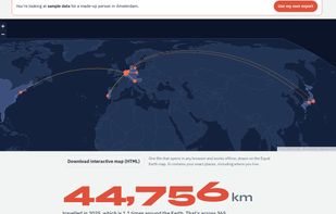Every place you stayed, your routes and flights, on the Equal Earth world map