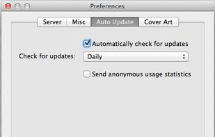 Preferences window showing the 'Auto Update' tab