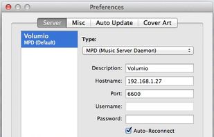Preferences window showing the 'Server' tab