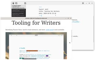 Live Preview

See what your work looks like in real time. Is that your battery draining? Yes, and the Markdown it’s powering never looked so good.

A separate window allows for focusing on your writing or reading. From blogging to novel writing, ThiefMD helps your words look good ??

Once you like what you see, export with ease to ePub, DocX, PDF, and more.