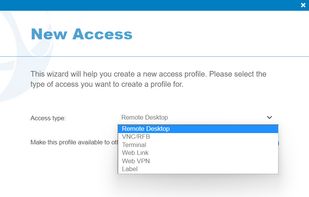 Publishing new resources is easy with the Thinfinity Workspace Access Wizard.