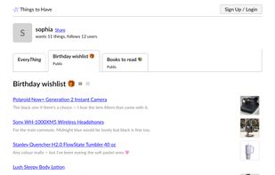 Works like public wishlist, accessible without registration