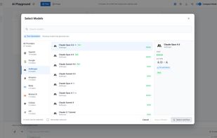 Select AI Models for Comparison @ thisorthis.ai