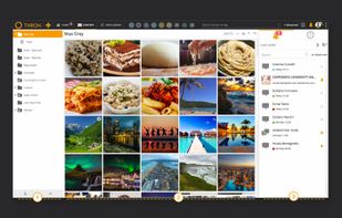 Here's how THRON Dashboard is organized: (1) The folders area, where you can find your own inbox with all your content, and the public folders, where you can share content with your co-workers. (2) The content area, where you can see the list of content in the selected folder. (3) The Collaboration Center, where you will receive all the notifications and where you can create/participate to chats with your co-workers.