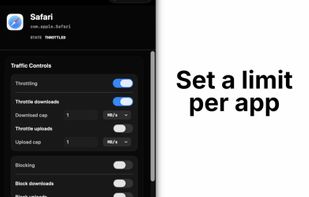 Set separate upload and download speed limits for an individual app, or block its traffic when a complete stop is needed.