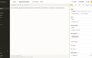 Configure an AI phone agent - instructions, voice, and language - and go live on a real number in minutes.