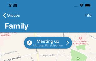 Live location sharing with meeting points