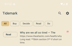 Active list with intent tags