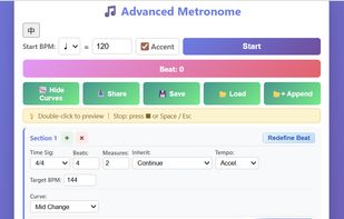 Advanced Metronome — tempo curves with accelerando and ritardando