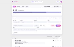 Track page - new entry form