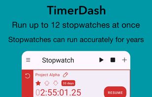 TimerDash by BananaSkinz: Screenshot of 12 stopwatches running at once