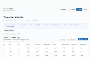 Timesheet AI-OCR Demo