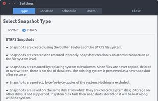 Settings BTRFS
