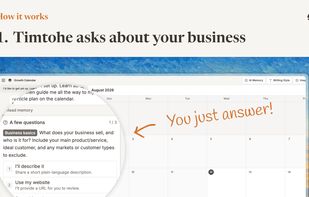 Timothe asks about your business to understand and remember.