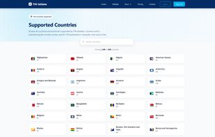 Supported country list
