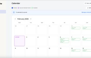 Calendar overview with the available slots